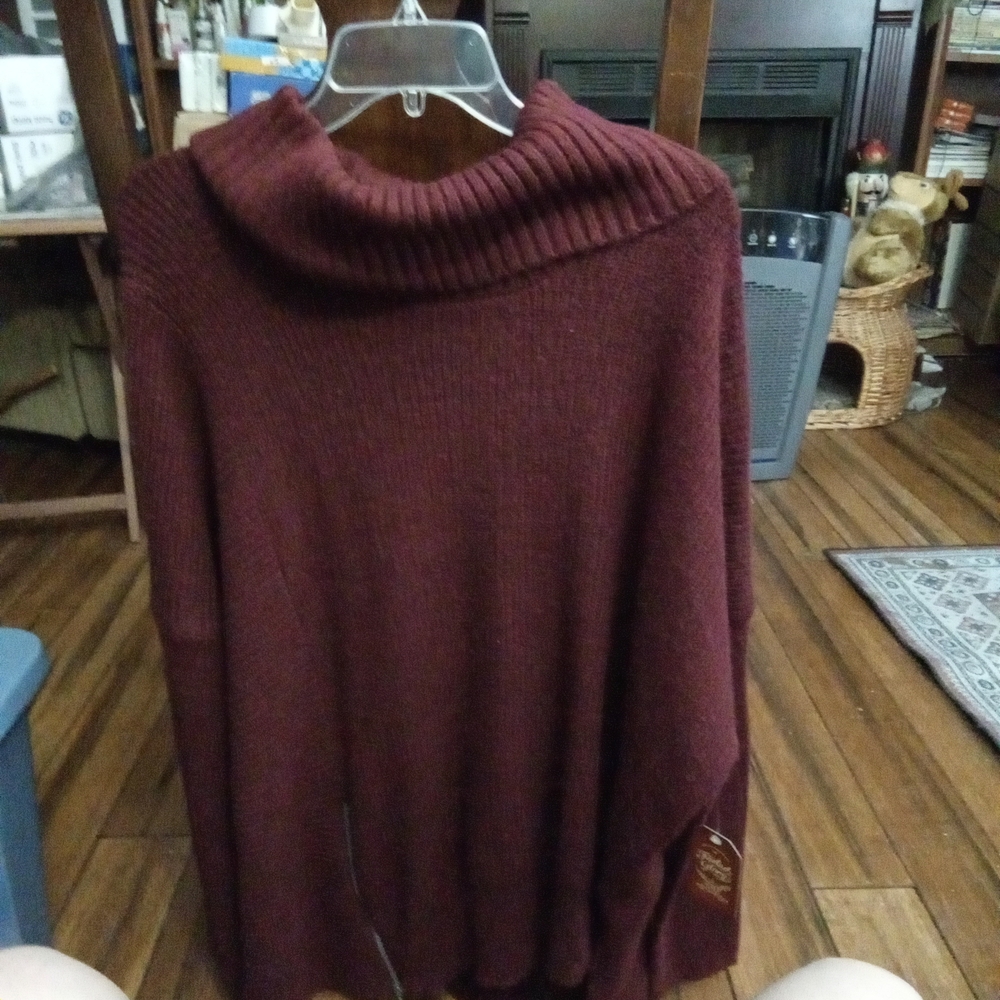 Faded Glory Elegant Maroon Cowl Neck Sweater Size Xl